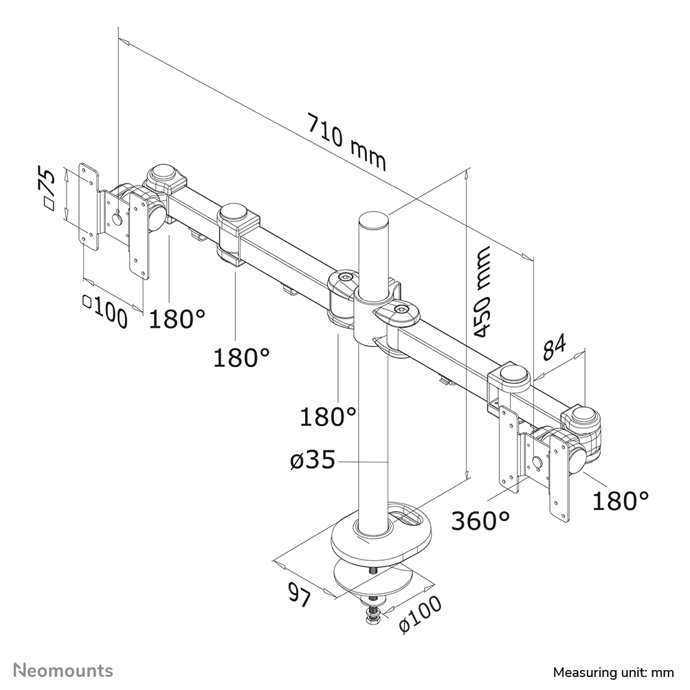 Neomounts FPMA-D960DG Support d'écran à fixer 10-27"